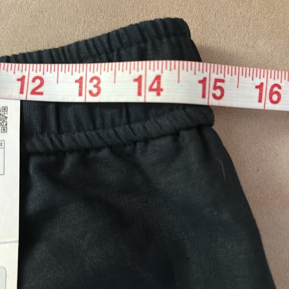 ZARA. NWT. Long Black Shorts. Elastic Waist. Drawstring.Cotton/Linen Ble… - Picture 4 of 8